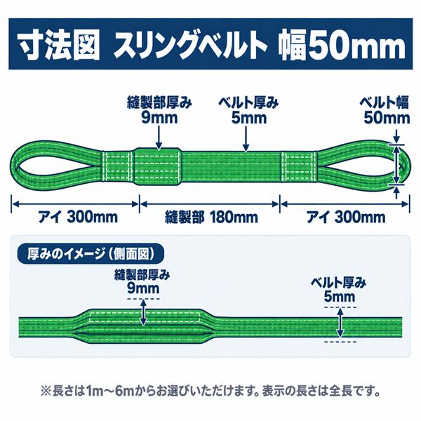 10本 スリングベルト 長さ6m 幅50mm 耐荷重2t ベルトスリング ナイロン