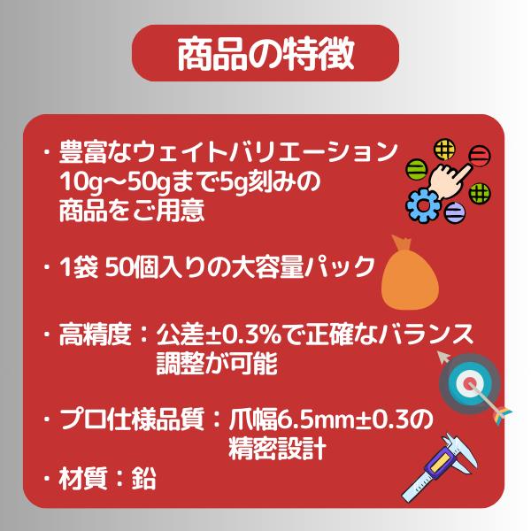 20g バランスウエイト 打込みウエイト 純正アルミホイール用 50個入 鉛
