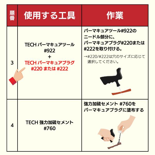 TECH（テック） パーマキュアプラグ Lサイズ(#222) 50本入 パンク修理