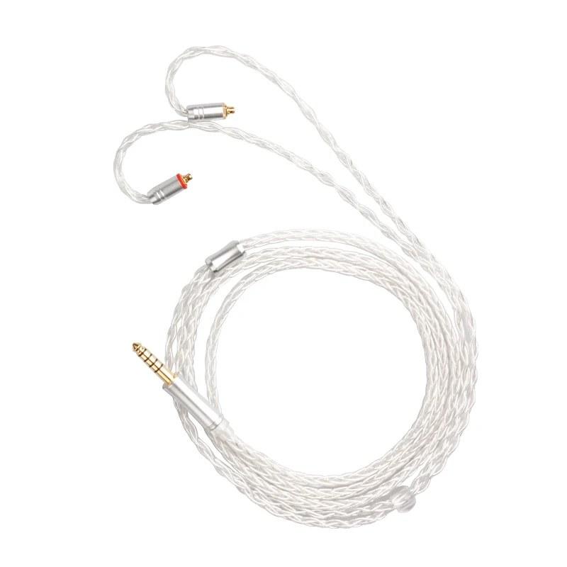 イヤホンリケーブル 銀メッキ導体 MMCXオス 0.78mm2pinオス 4.4mm-MMCX