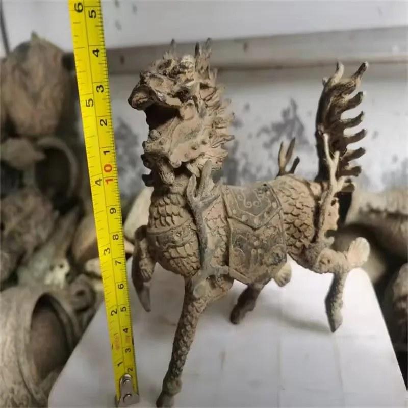 青銅製 キリン 置物 中国風 古風 装飾 インテリア 神獣 瑞獣 銅像 鎮座