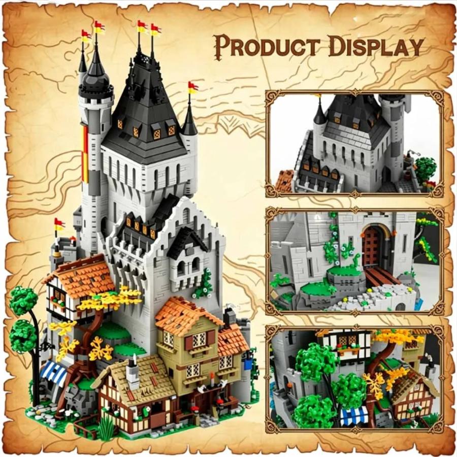 クリエイティブ中世ストリートビュー ライオン騎士団の高塔 MOC-189082 DIYおもちゃ組み立てパズル 誕生日プレゼント 大人向けクリスマス 9691ピース_1