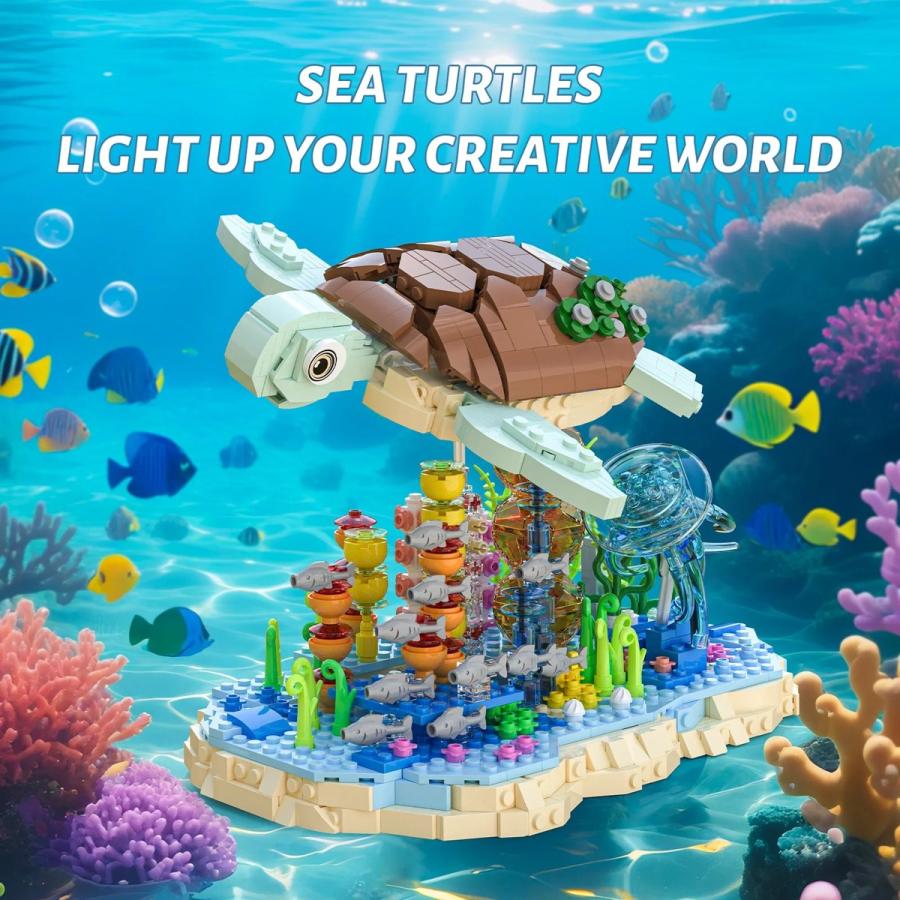 1091 個のカメ海洋生物ビルディングブロック MOC 動物シリーズ教育モデル子供のための装飾組み立ておもちゃ 大人向け DIY プレゼント_3