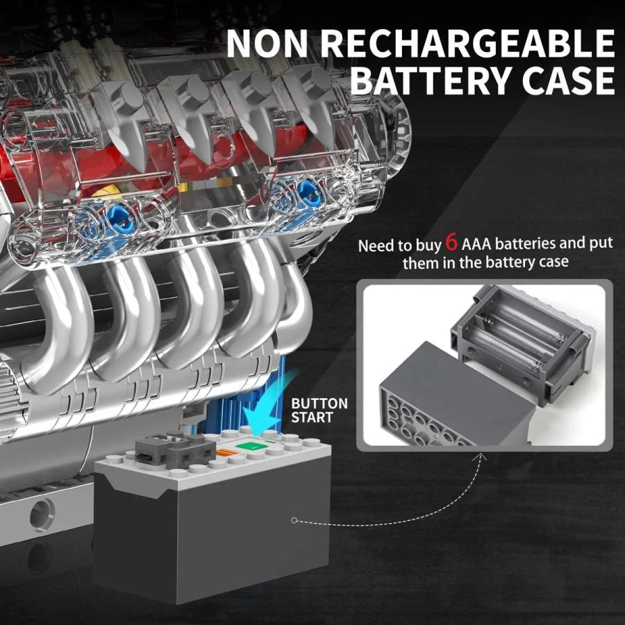V8エンジン組み立てブロックセット 動くエンジンモデルキット STEMモデルエンジンを自分で組み立て 8気筒車エンジンを組み立てよう 大人向け DIY おもちゃ