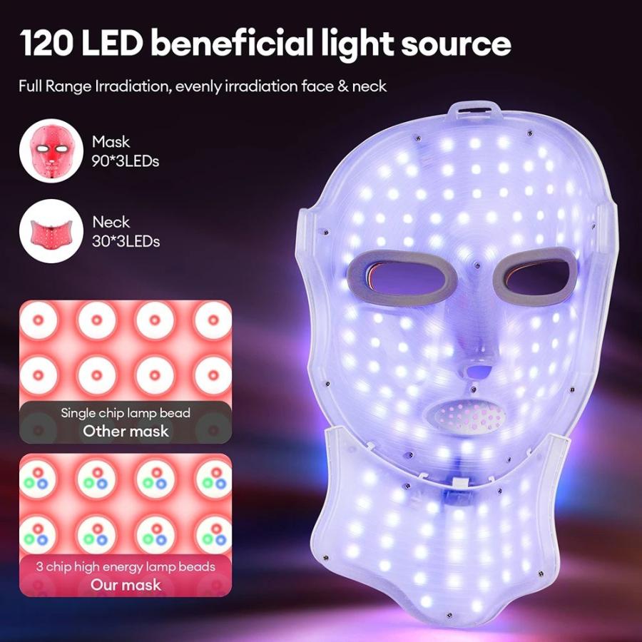 ワイヤレスフェイスネック美容 LED マスク 7 色フォトンフェイシャル