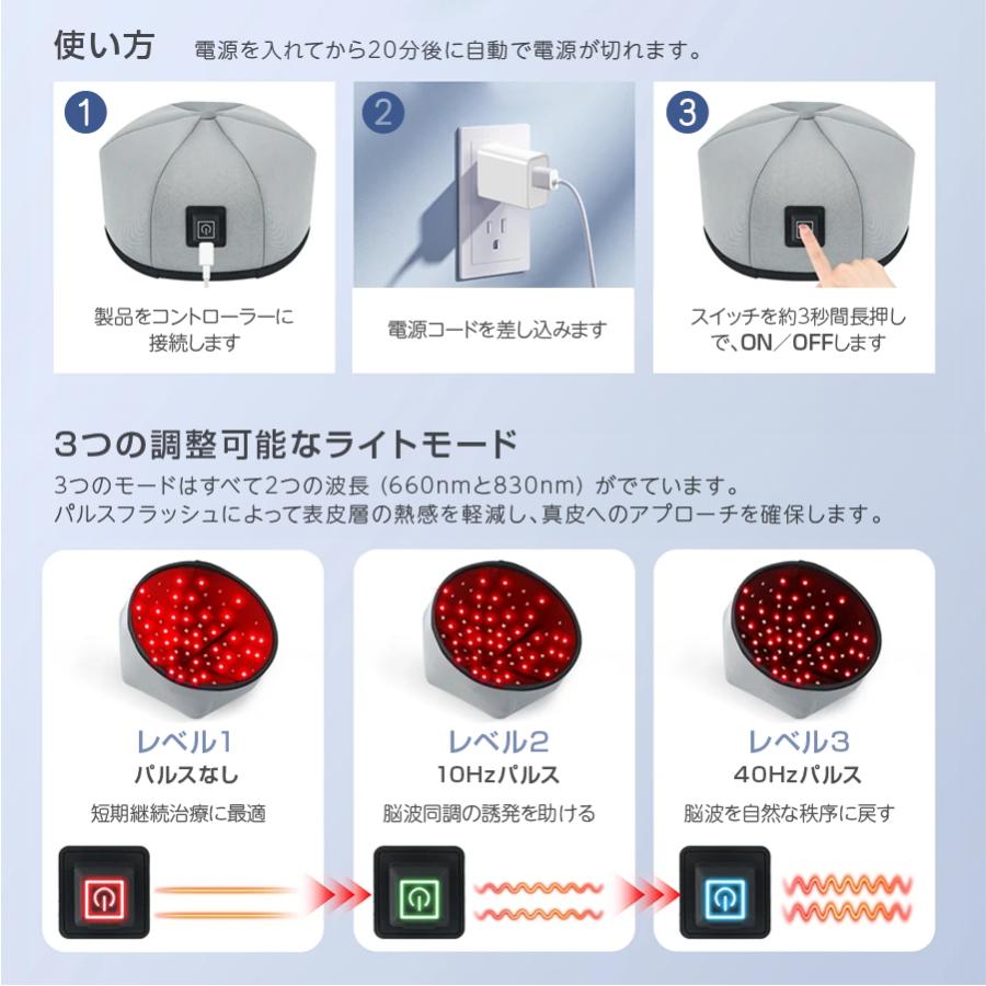 最高品質 日本仕様 軽量 LED 120個使用 LED育毛キャップ LED育毛