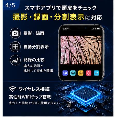 【正規品】頭皮用診断機 スマホ連携可能 頭皮用育毛剤塗布器 スカルプアプリケーター カメラ付き 頭皮チェック