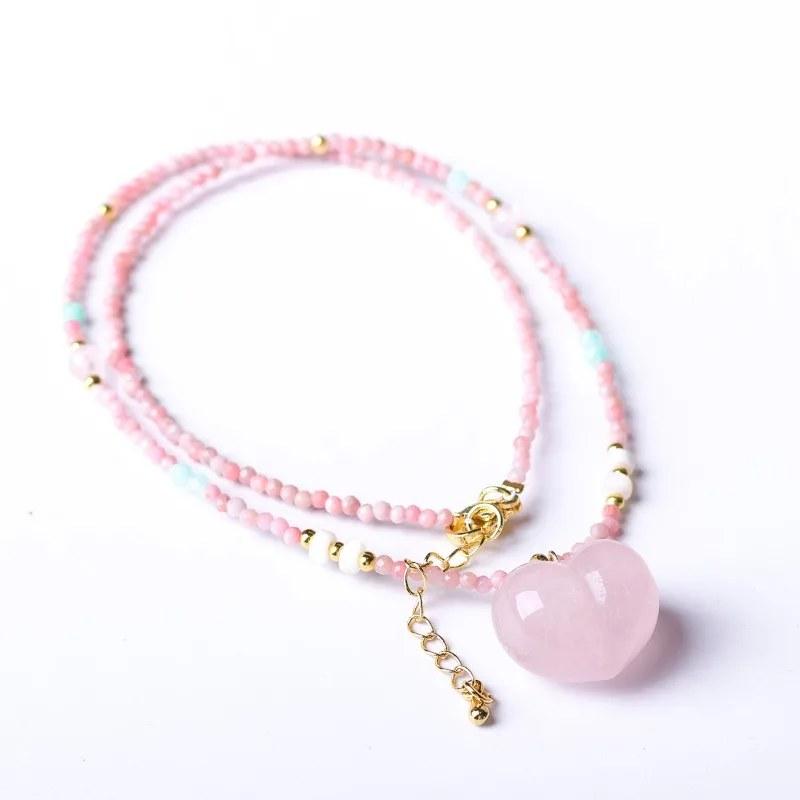 大人可愛い❢ピンクフックサイトとモルガナイトのブレス❥ ピンクオパール ピンクモルガナイト ピーチハートペンダント