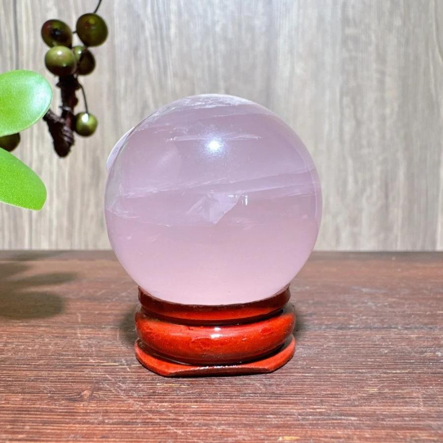 ローズクォーツ丸玉 80〜 直径3.5〜 天然ピンク色 パワーストーン インテリア 置物 ギフト 91g / 4cm