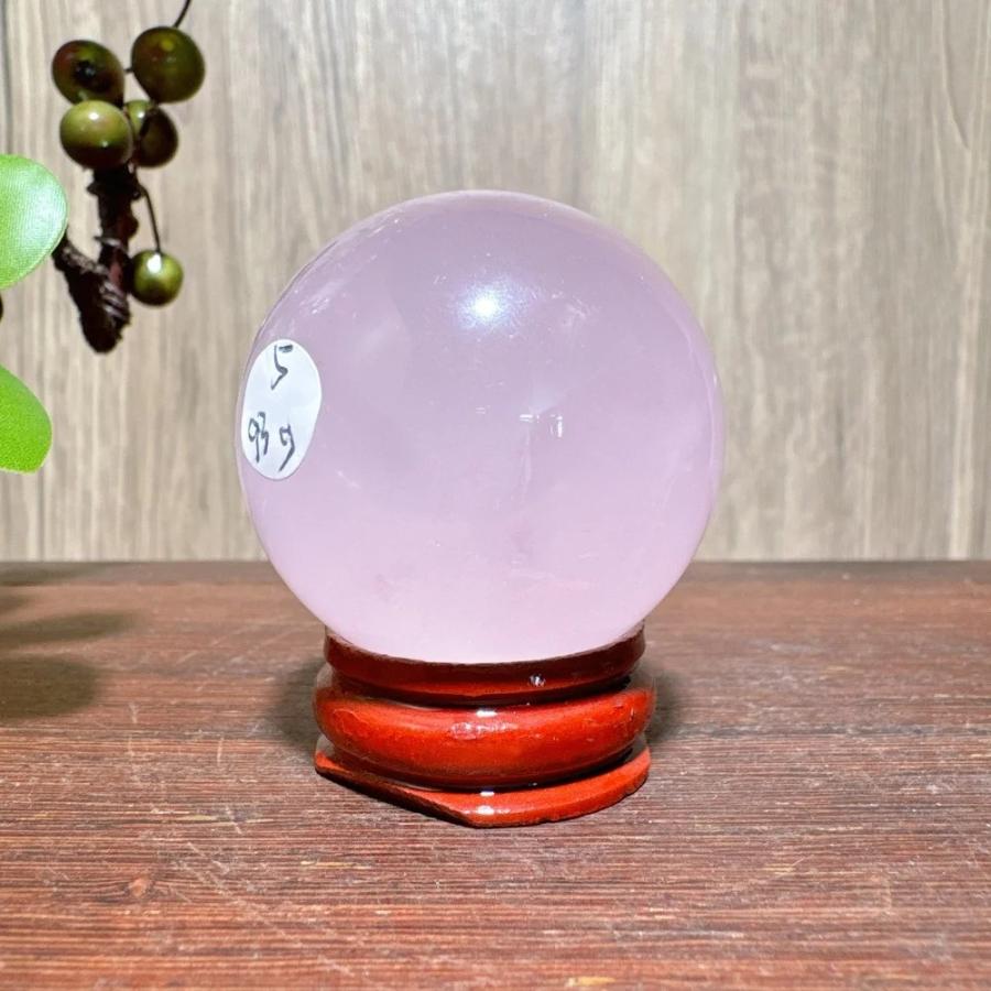 ローズクォーツ丸玉 80〜 直径3.5〜 天然ピンク色 パワーストーン インテリア 置物 ギフト 91g / 4cm