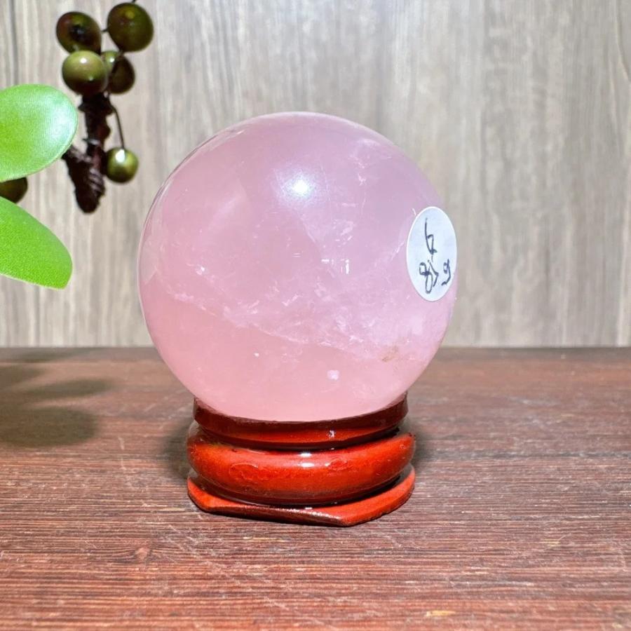 ローズクォーツ丸玉 80〜 直径3.5〜 天然ピンク色 パワーストーン インテリア 置物 ギフト 91g / 4cm