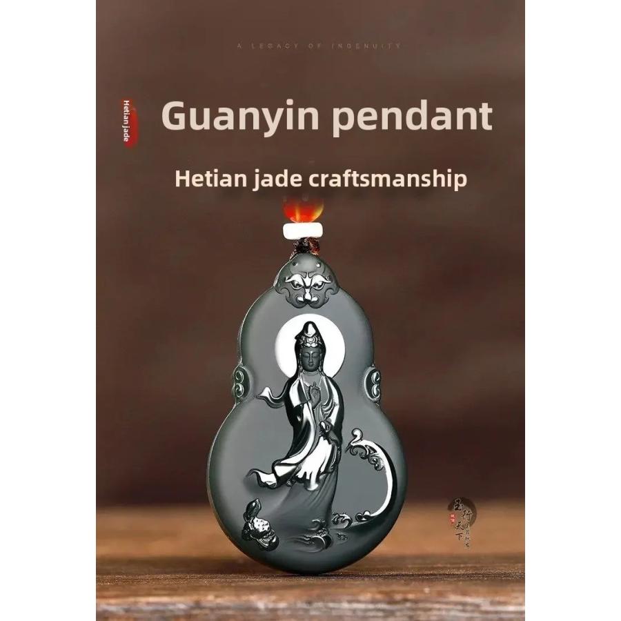【鑑別書付き本物】和田白玉 観音菩薩座像 仏像 佩玉 根付牌子 和田玉ペンダント 和田玉 翡翠 観音様 彫刻 ペンダント 男性用 仏教 お守り 幸運 金運