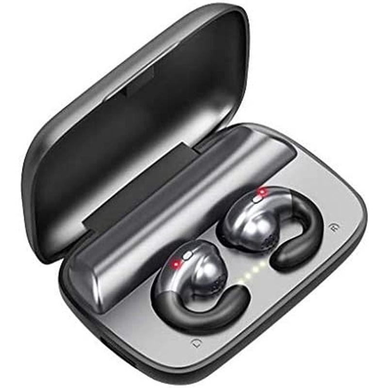 完全ワイヤレスイヤホン イヤーカーフ型 ながら聴き Bluetooth5.0 スマホ充電可能 (ブラック) イヤホン、ヘッドホン 