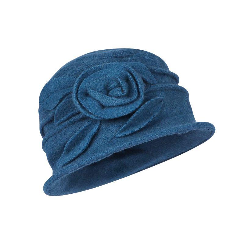 LONTG ウールハット フエルト帽 冬用 バケットハット レディースハット 花付き エレガント 女優帽 ベレー帽 婦人 女性 秋冬 防風