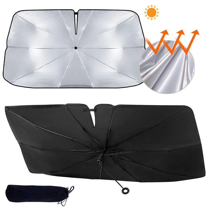 車用サンシェード 傘型 フロントガラス サンシェード 折畳み式 2023改良 中棒なし 多車種対応 日焼け止め カー用パラソル 夏場UV防止