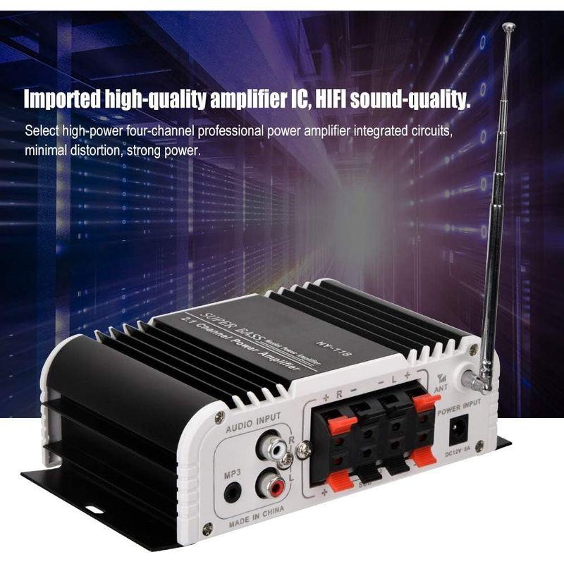 2.1チャンネル HIFI カーオーディオアンプ 重低音 Bluetoothステレオデジタルアンプ 高性能FMラジオスーパーベース 家庭用カ