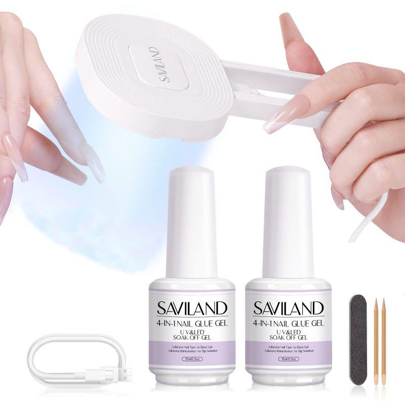 Saviland 4in1 ネイルグルージェルと UV ライト ? 15ML 多機能ジェルネイルグルー & イノベーション 36W UV