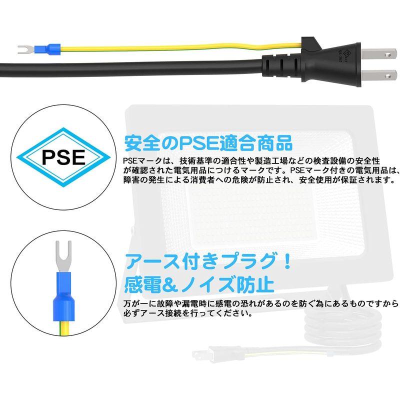 KIWEN超爆光　2個セットled投光器　100W　100V対応　アース付きプラグ　15000LM　作業灯　1500w相当　led　昼光色