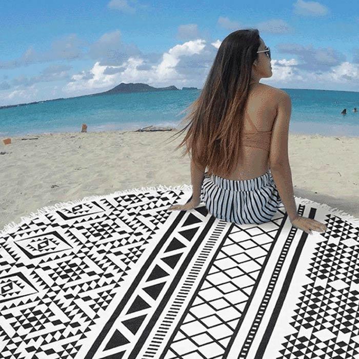 ラウンドビーチタオル ビーチマット 円形 大判 海 海水浴 ピクニック