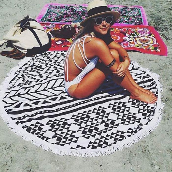 ★定価12500円★ラウンドビーチタオル 150cm 海 ビーチマットヨガマット 全品15%オフCP!24H限定]ラウンドビーチタオル 円形 大判 海 海水浴