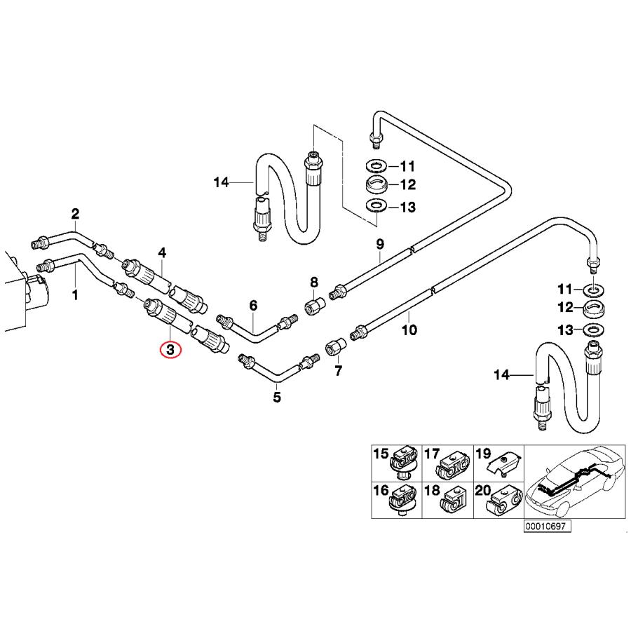 【ATE】 ブレーキホース(左) [BMW,8シリーズ,E31 / 34321162616,24.5201-0100.3] | BMW | 01