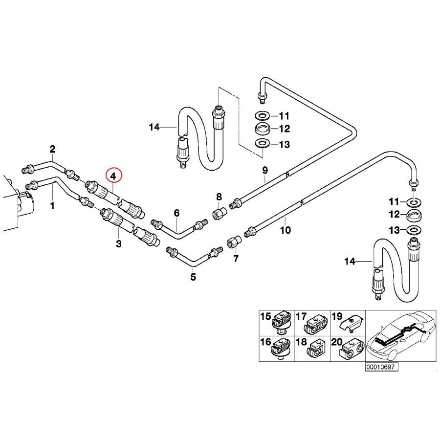 【ATE】 ブレーキホース(右) [BMW,8シリーズ,E31 / 34321162612,24.5201-0101.3] | BMW | 01