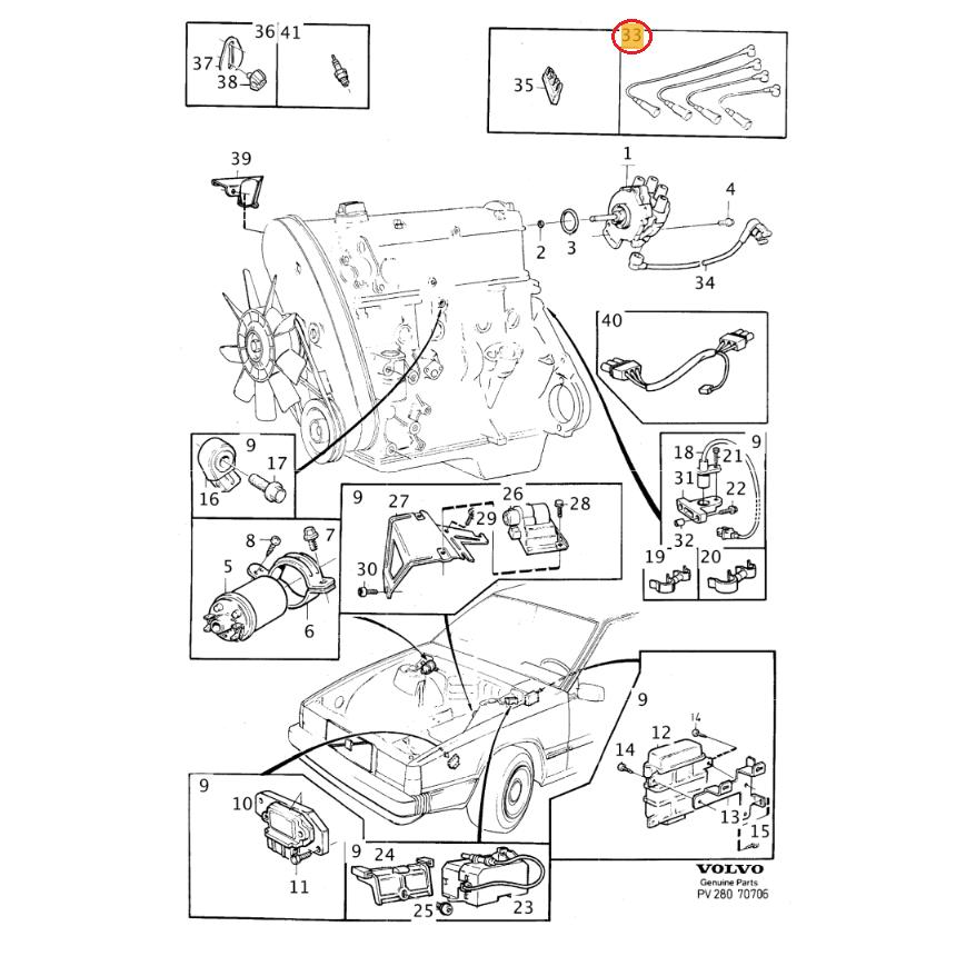 【BREMI】 プラグコードセット(センターコード付き) [VOLVO,ボルボ,240 / 271483,600/124] | ボルボ | 01