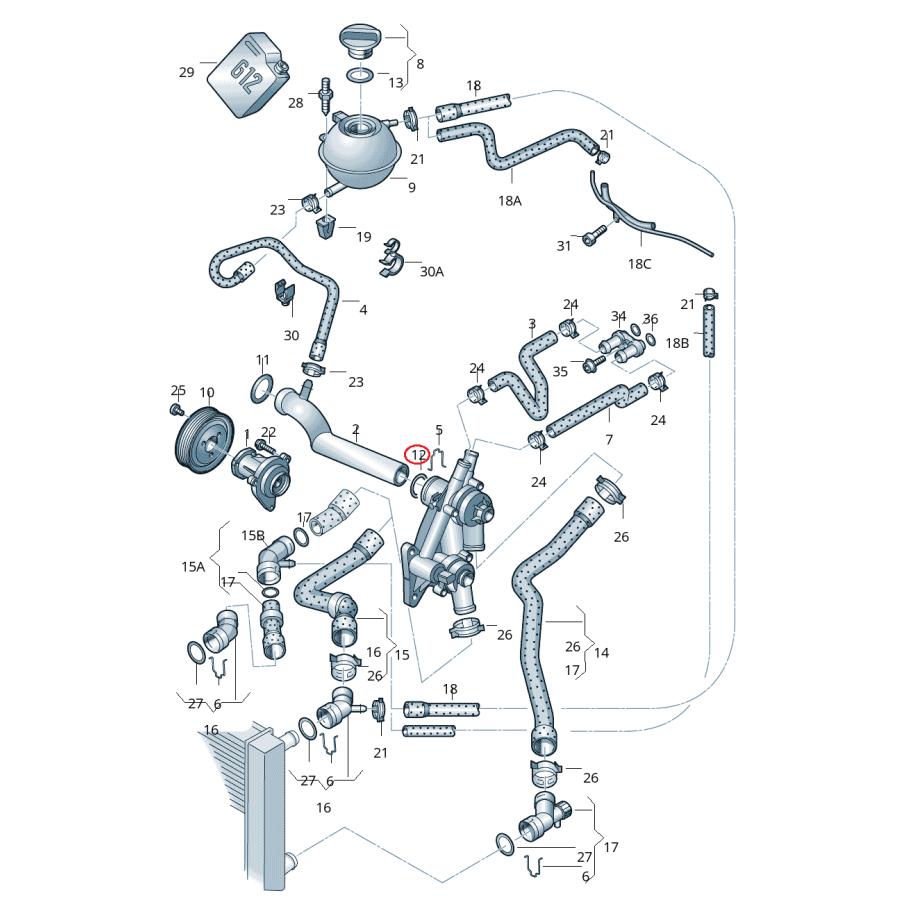 【AJUSA】 ウォーターパイプOリング [AUDI,アウディ,A1 / 03C121666,N10139201,16023400] | Audi | 01