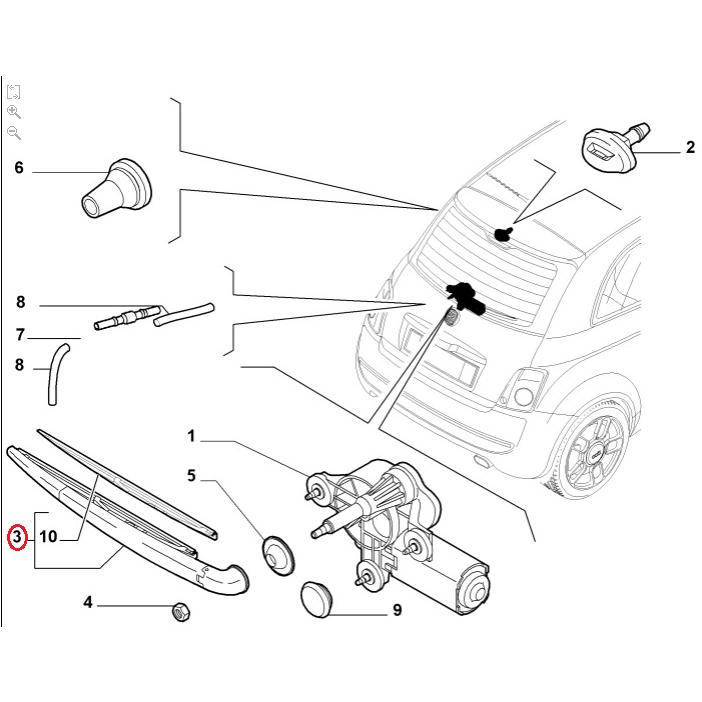 【METZGER】 リアワイパーアーム(ブレード付) [FIAT,フィアット,500 / 51787577,71751023,2190286] | FIAT | 01