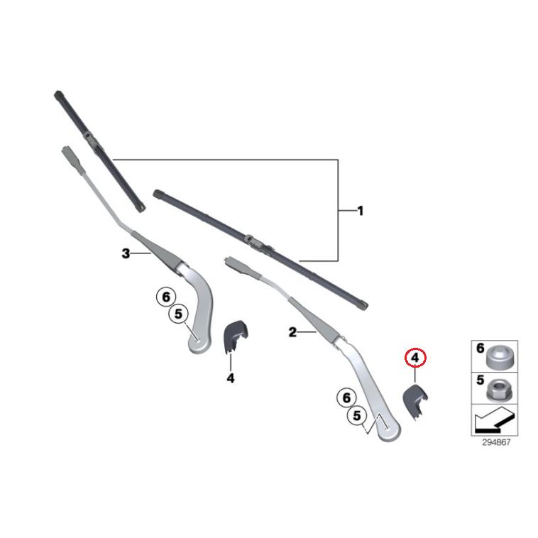【METZGER】 ワイパーアームカバーキャップ [BMW,3シリーズ,E90,E91,E92,E93 / 61617138990,2190931] | BMW | 01