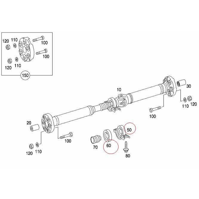 【febi bilstein】 プロペラシャフトセンターマウント(ベアリング付) [Benz,ベンツ,Cクラス,W203 / 1704100081,0089814325,30926]の画像