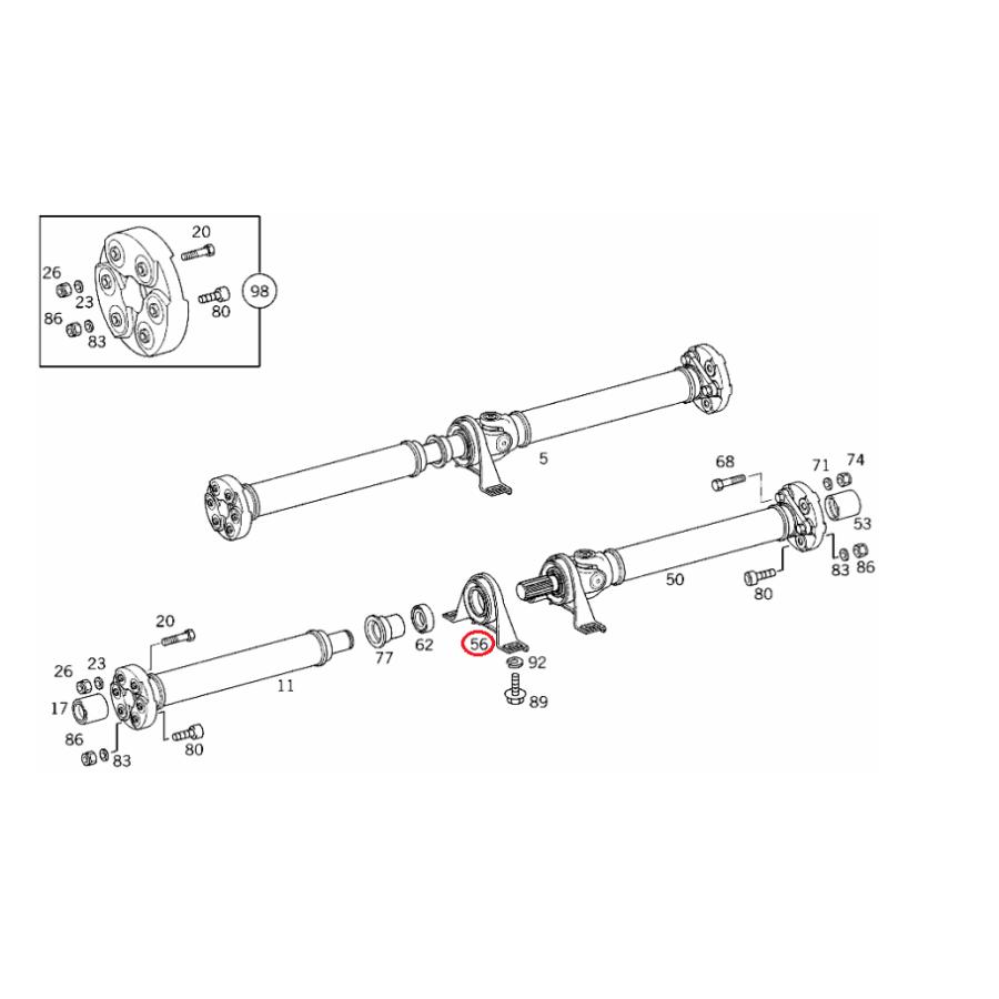 【febi bilstein】 プロペラシャフトセンターマウント(ベアリング付) [Benz,ベンツ,CLSクラス,C219 / 2114100181,30934]の画像