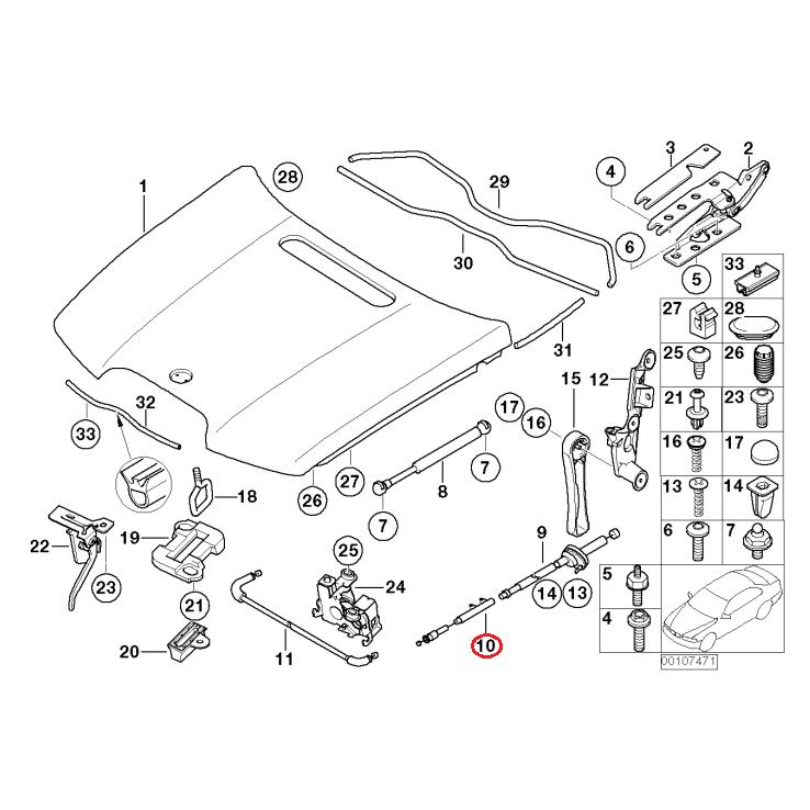 【METZGER】 エンジンフードワイヤー(前側) [BMW,7シリーズ,E65,E66,E67 / 51238240608,3160058] | BMW | 01