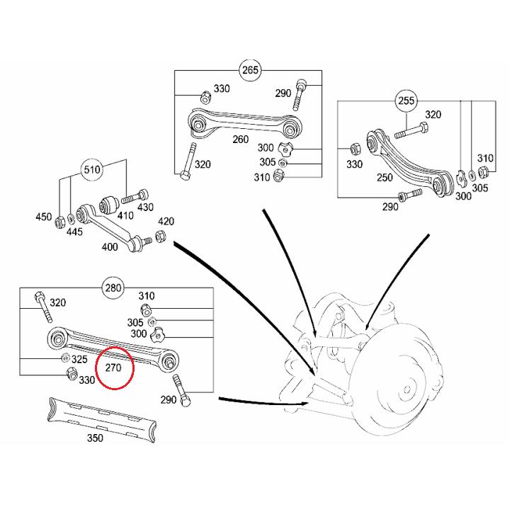 【Febi bilstein】 リアサスペンションリンク スラストアームキット [Benz,ベンツ,W202,W203 / 2103503806,2103500029,1243500129,33354] | Mercedes-Benz | 01