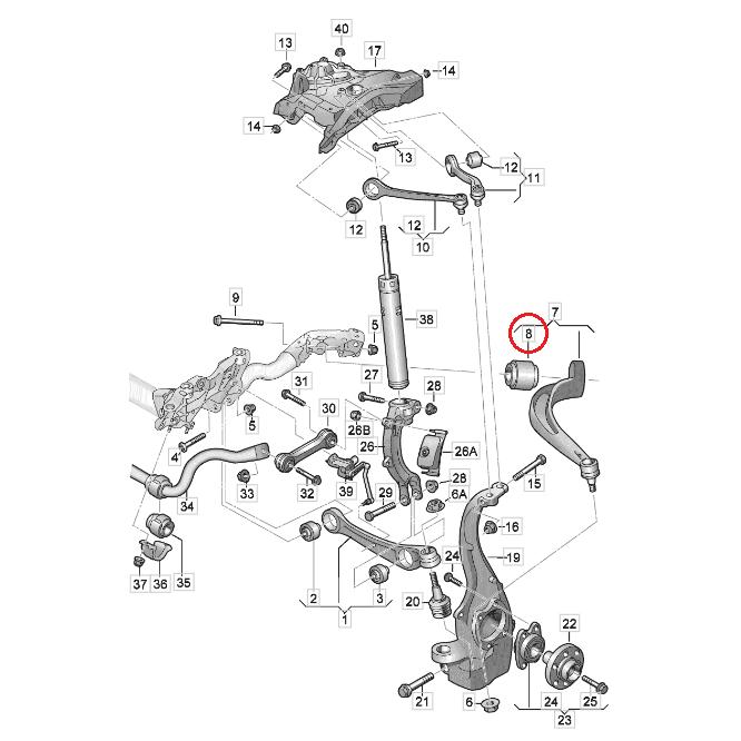 【Febi bilstein】 フロントロワーアームブッシュ(リア側)  [AUDI,アウディ,A6 / 4G0407183B,4G0407183A,39191] | フォルクスワーゲン | 01