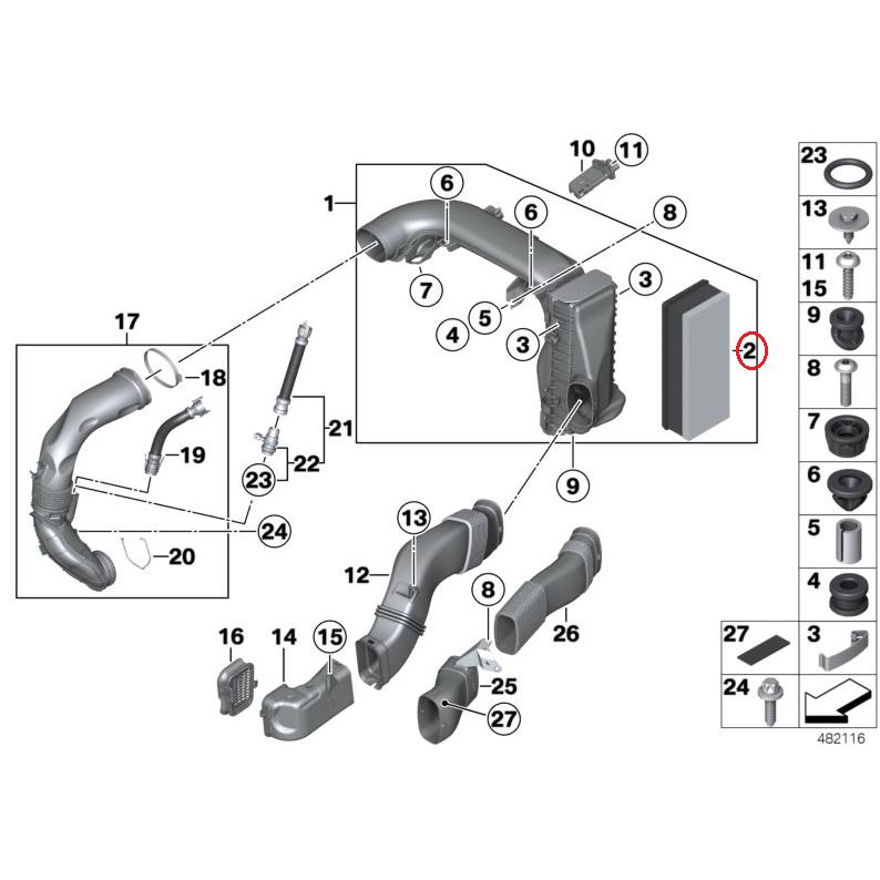 【febi bilstein】 エアーエレメント [BMW,4シリーズ,F32 / 13718518111,13718510239,48475] | BMW | 01