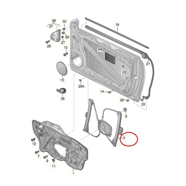 【VAN WEZEL】 フロントパワーウィンドレギュレーター左(モーター付) [VW,フォルクスワーゲン,SCIROCCO,シロッコ / 1K8837461G,1K8837461F,5849261] | フォルクスワーゲン | 01