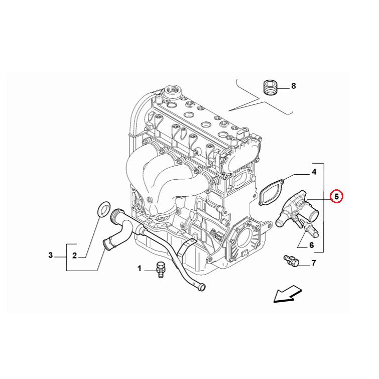 【FACET】 対策品サーモスタット(ホース口：鉄) [FIAT,フィアット,500 / 55193669,55202176,7.8672] | FIAT | 01