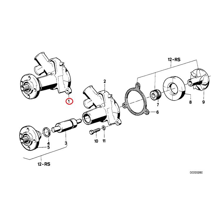 【Saleri SIL】 ウォーターポンプ [BMW,5シリーズ,E28 / 11519071561,11519071562,PA382] | BMW | 01