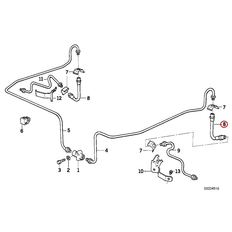 【BREMBO】 リアブレーキホース(225mm) [BMW,3シリーズ,E36 / 34321159524,34321153743,T06005] | BMW | 01