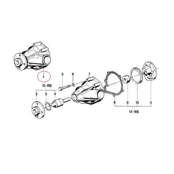 【Saleri SIL】 ウォーターポンプ　[インペラー: 強化プラスチック] [BMW,5シリーズ,E28 / 11519070761,11519070760,11511312539,PA386] | BMW | 01