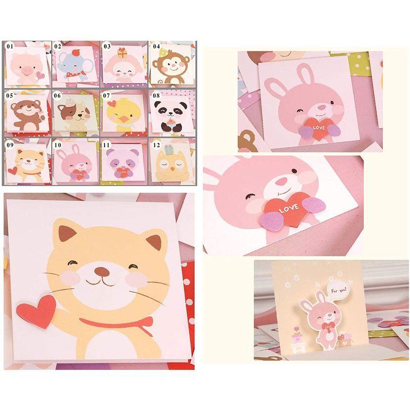 人気デザイナー かわいい メッセージカード 12種類 12枚セット 動物 3d立体カード 子供 誕生日の招待状 感謝カード 感謝状 バースデーカード ギフト Shipsctc Org