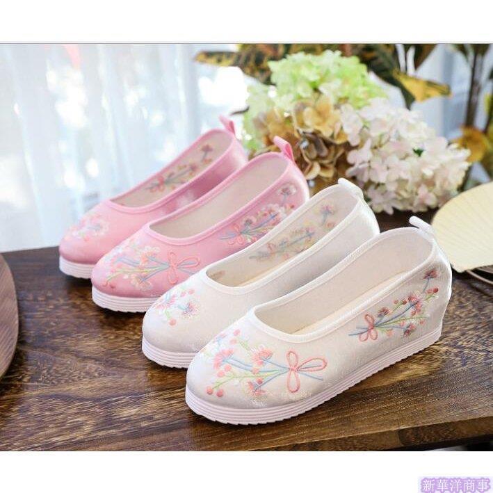 花刺繍パンプス チャイナシューズ レディースぺたんこ靴 インソール 中華シューズ チャイナ靴 フラットシューズ ダンスウェア コスプレ 刺繍 D 8 Yen 新華洋商事 通販 Yahoo ショッピング