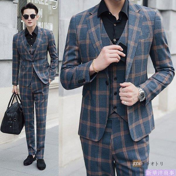 驚きの値段 スリーピーススーツ フォーマルスーツ メンズスーツ チェック柄 リーピーススーツ チェック柄 結婚式 紳士服 1つボタン 卒業式 フォーマル スーツ スリムスーツ メンズスーツ スーツ フォーマル Toycantando Com