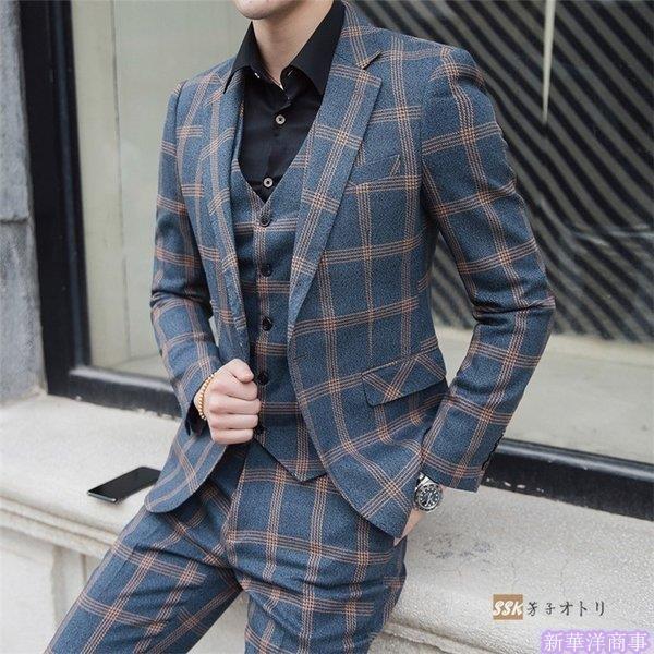 驚きの値段 スリーピーススーツ フォーマルスーツ メンズスーツ チェック柄 リーピーススーツ チェック柄 結婚式 紳士服 1つボタン 卒業式 フォーマル スーツ スリムスーツ メンズスーツ スーツ フォーマル Toycantando Com