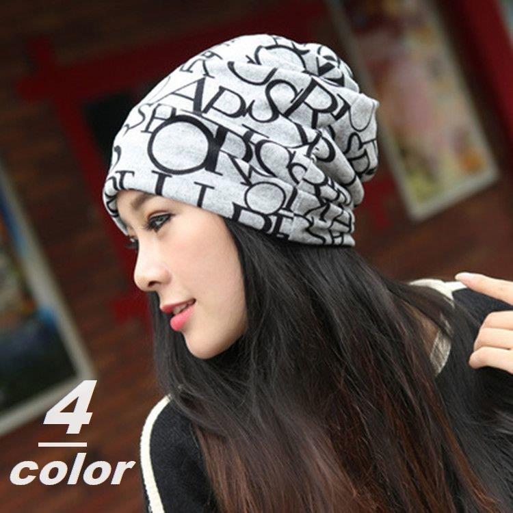 ターバンキャップ ネックウォーマー レディース ビーニー ワッチ 帽子 くったり カジュアル おしゃれ アルファベット ポニーテール 2way 防寒