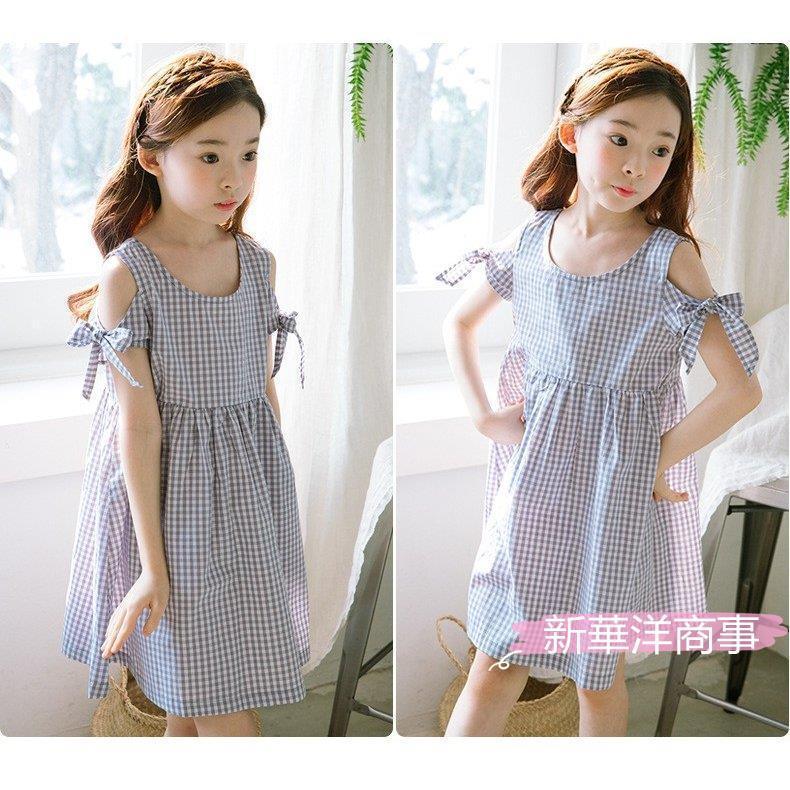 子供ワンピース 女の子 春夏 ワンピース 半袖 肩だしワンピース オフショルダーワンピース チェック柄 リボン付 プルオーバー 韓国子供服 キッズ用 100 160cm M Y 新華洋商事 通販 Yahoo ショッピング