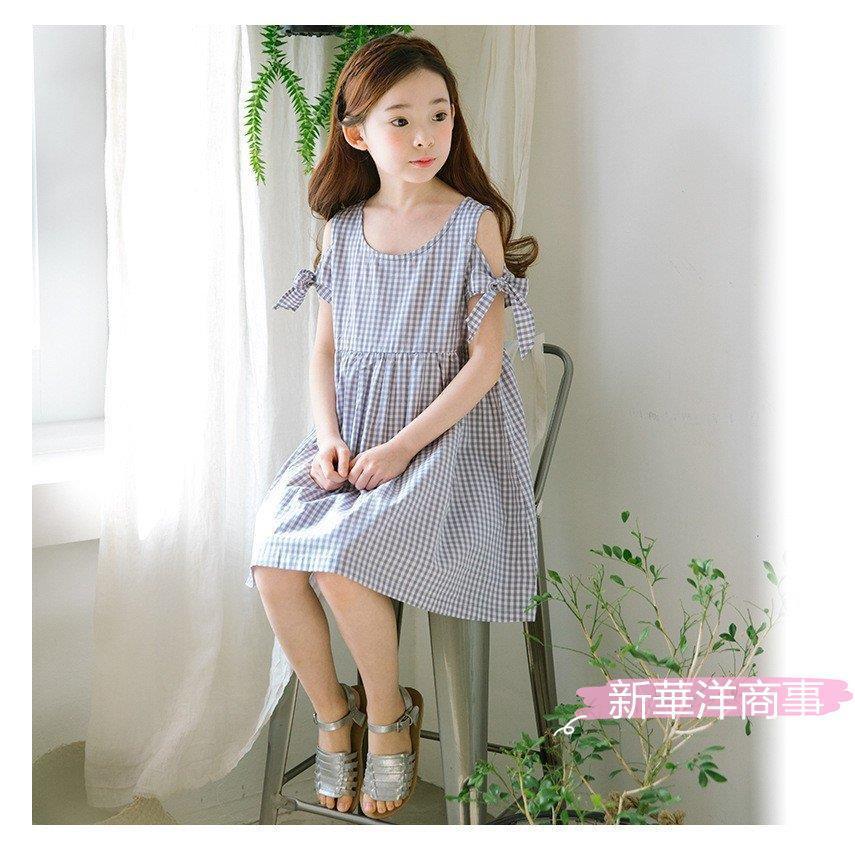 子供ワンピース 女の子 春夏 ワンピース 半袖 肩だしワンピース オフショルダーワンピース チェック柄 リボン付 プルオーバー 韓国子供服 キッズ用 100 160cm M Y 新華洋商事 通販 Yahoo ショッピング