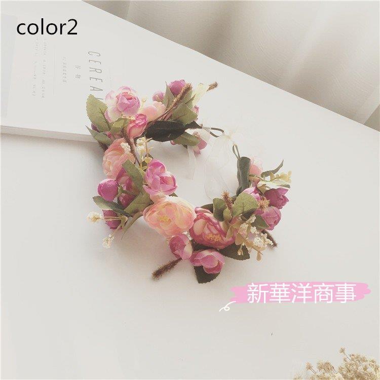 花冠 ウェディング カチューシャ 森ガール ひまわり 薔薇 花かんむり ヘッドドレス 髪飾り ブライダル 花輪 造花 ビーチ 海外旅行 リゾート 結婚式 撮影 人気定番