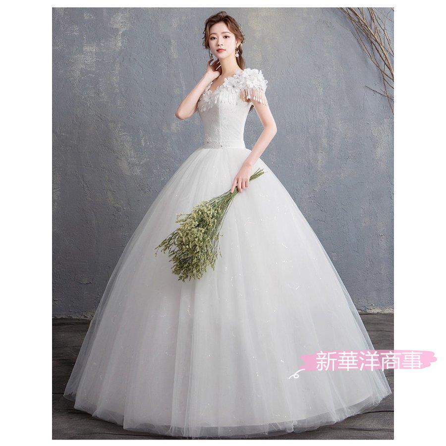 ウェディングドレス 袖あり 白 安い 結婚式 花嫁 二次会 パーティードレス 可愛いいお花 編上げ レースアップ プリンセスライン ウエディング 大きいサイズ Wg317 Y 新華洋商事 通販 Yahoo ショッピング